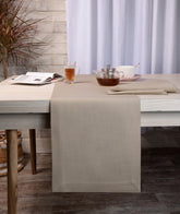 Natural Linen Textured Table Runner - Mitered Corner