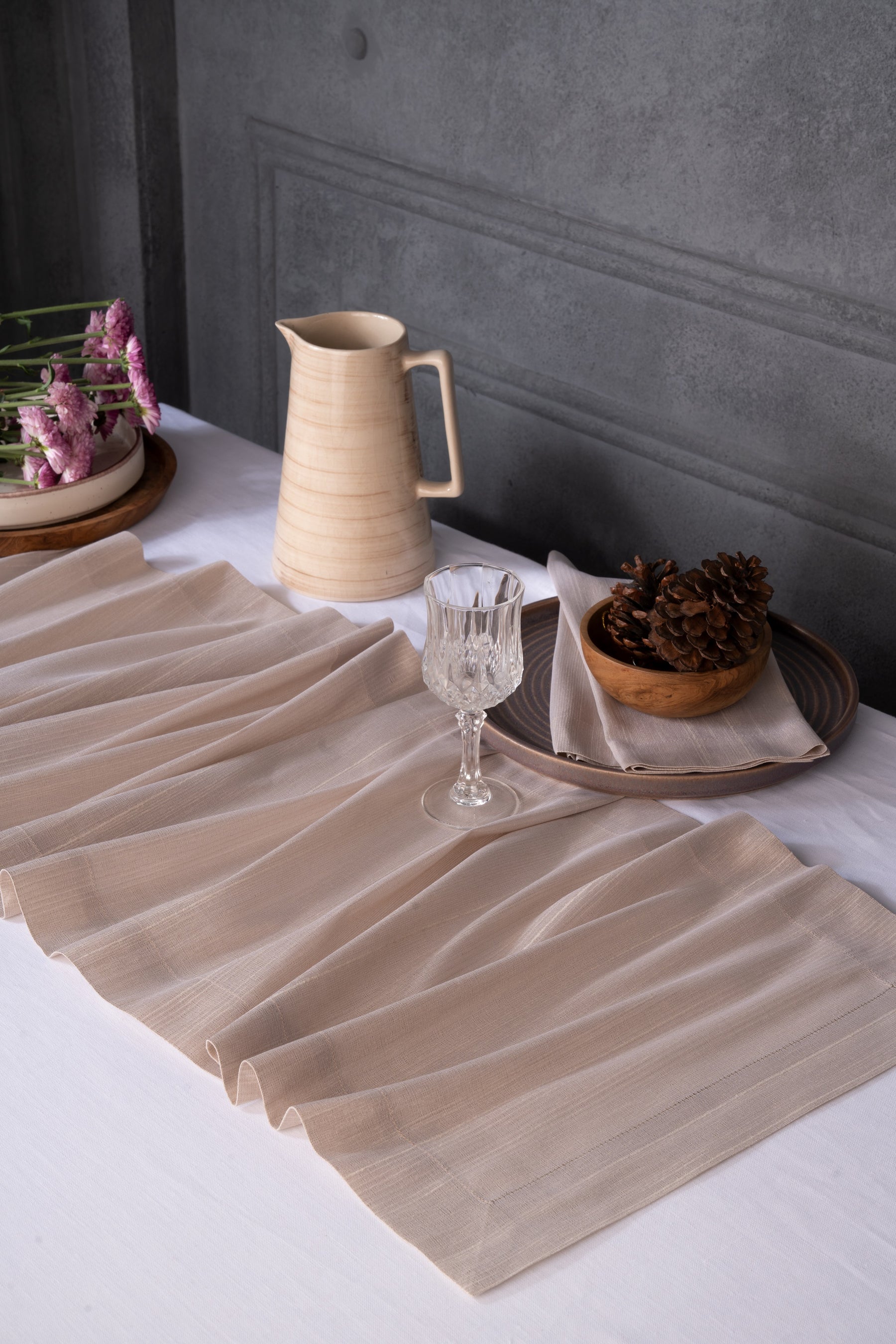 Natural Raw Silk Look Recycled Fabric Table Runner