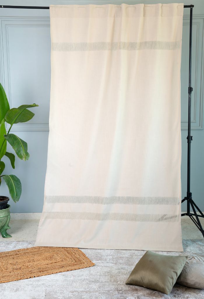 Natural Linen Look Net Design Curtain | 1 Panel