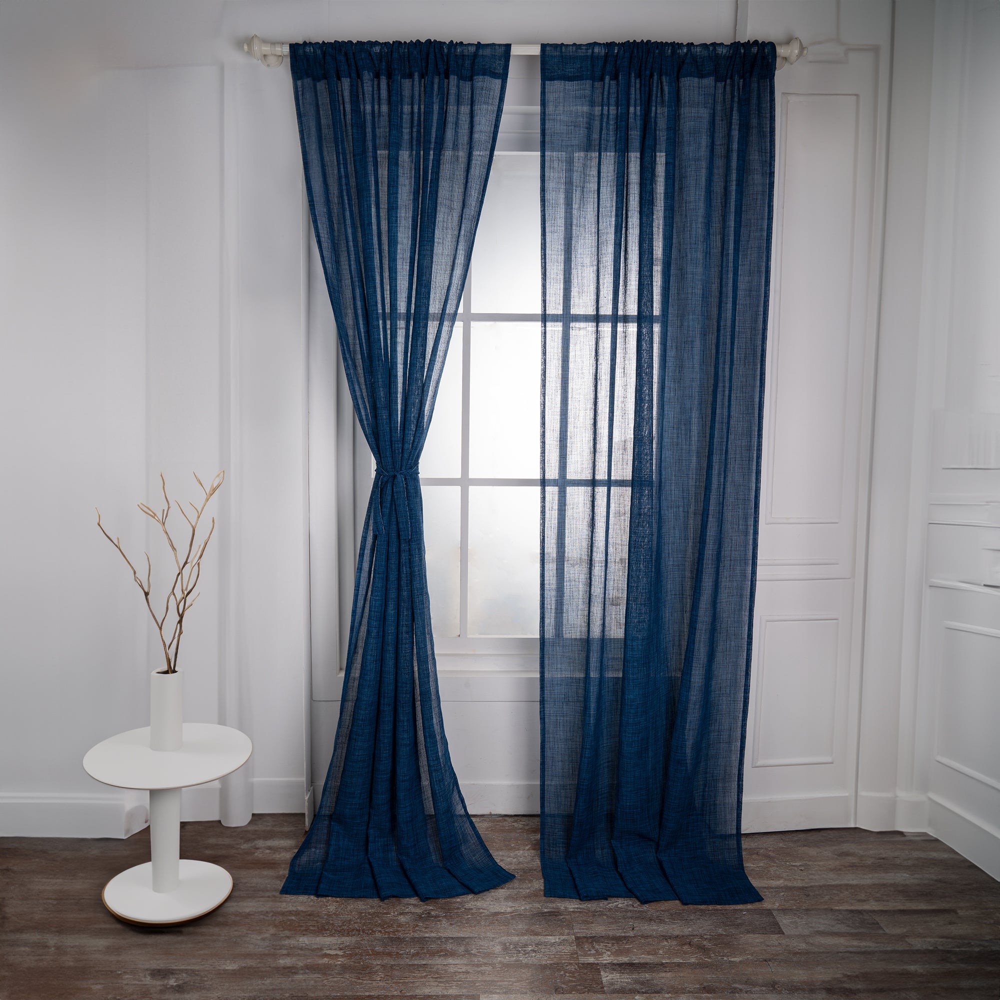 Indigo Blue Faux Jute Curtain