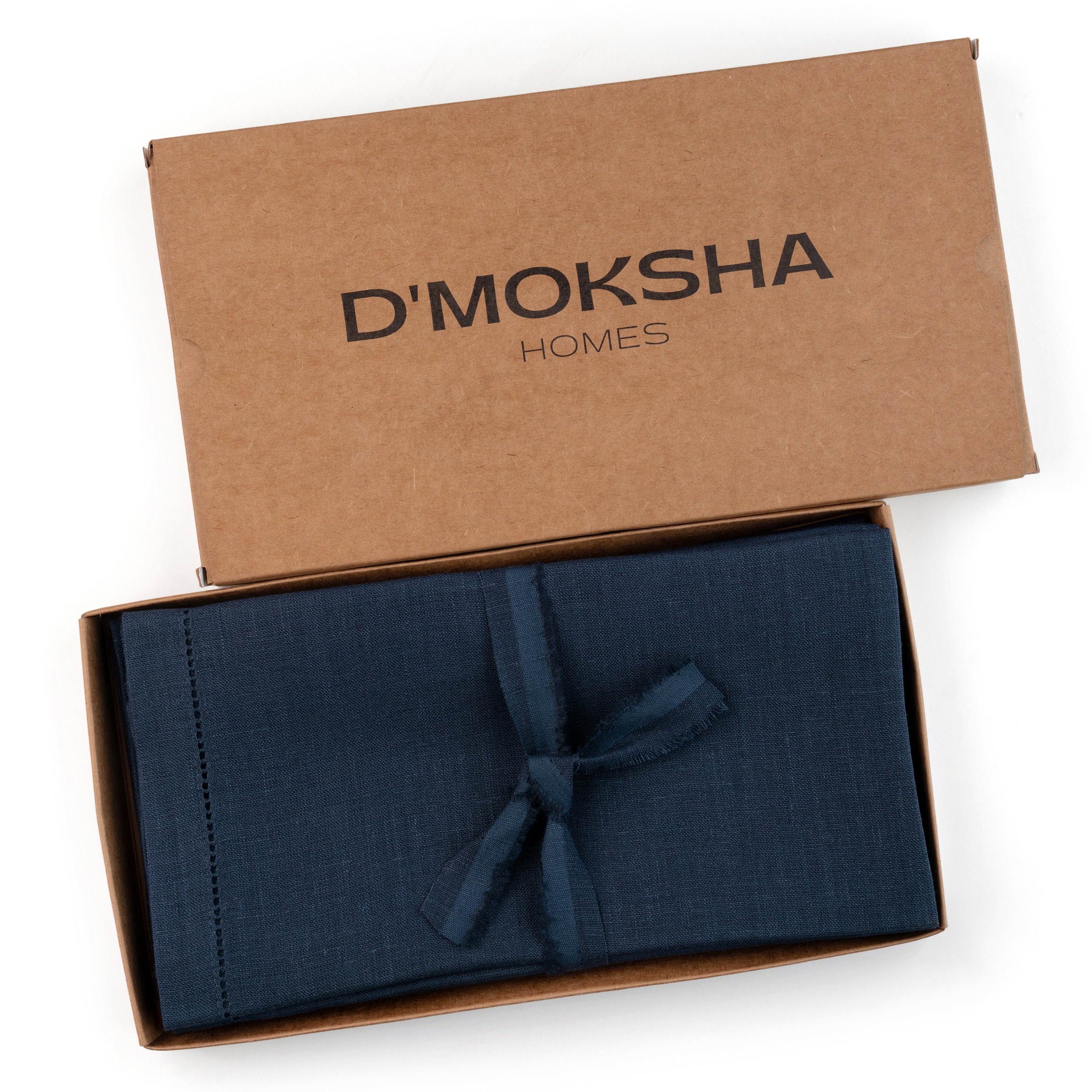 Navy Blue Linen Napkins, Hemstitch, 20 x 20 inch, 6 pcs