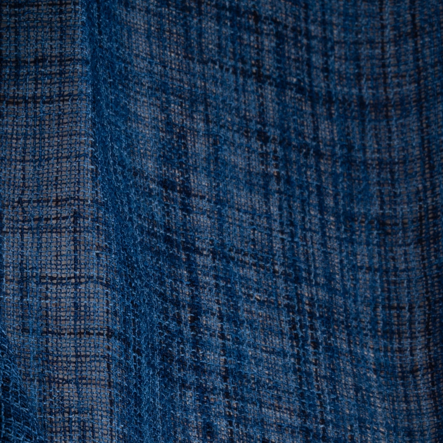 Indigo Blue Faux Jute Curtain