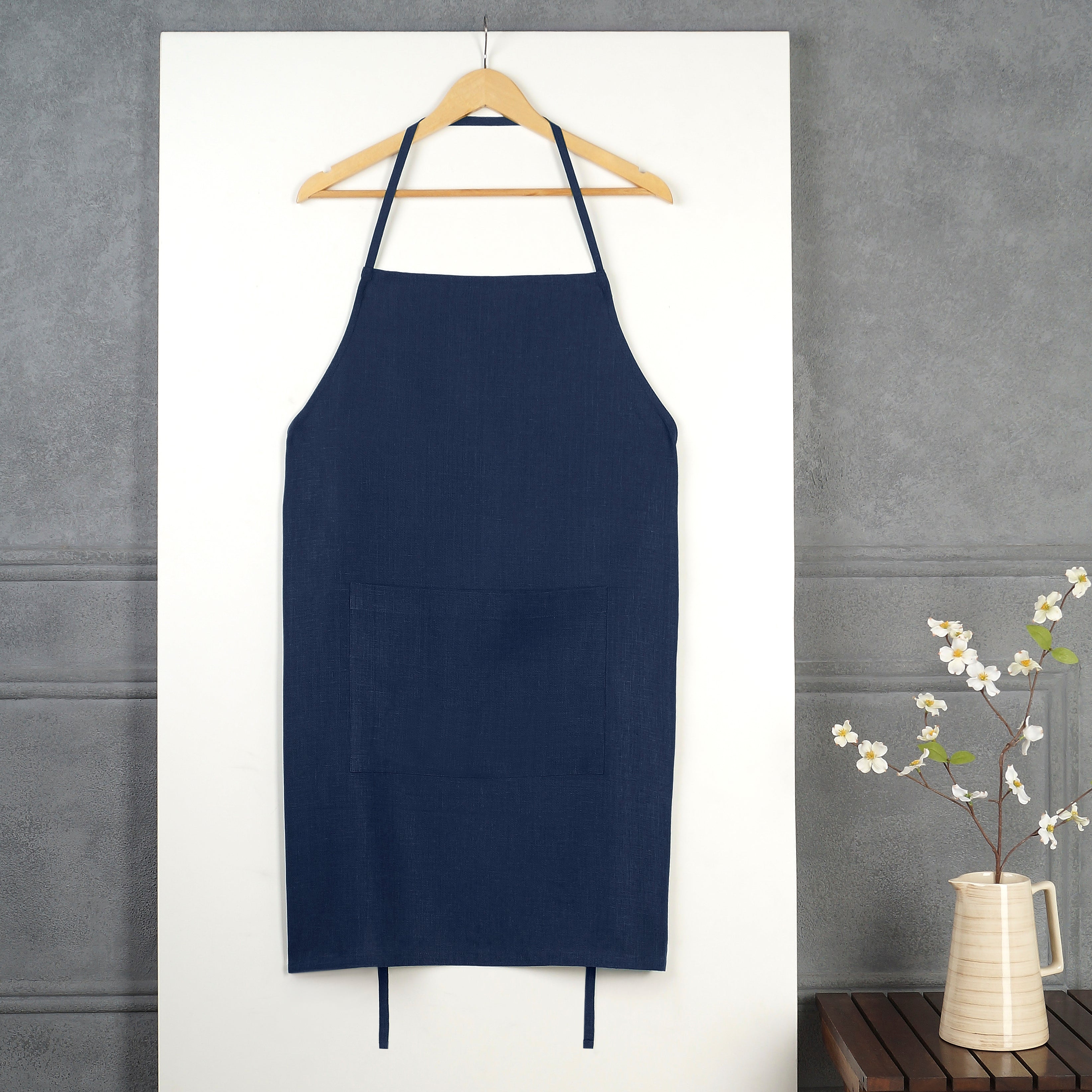 Classic Navy Blue Linen Apron