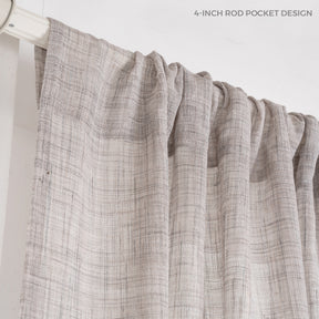 White & Grey Jute Textured Curtain | Set of 2 Panels