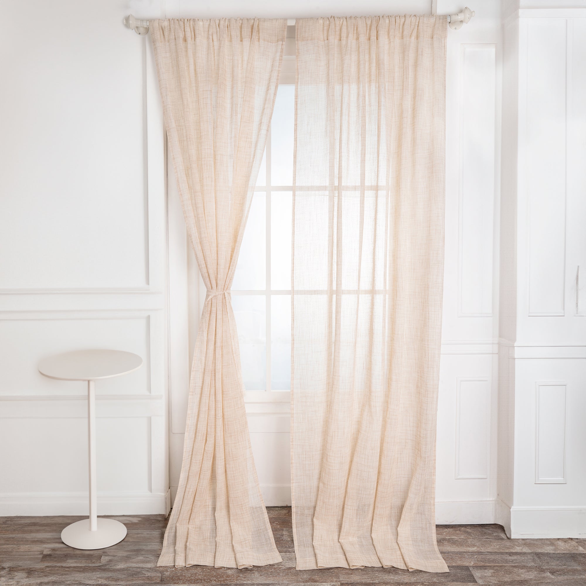 Beige and Cream Faux Jute Curtain - test