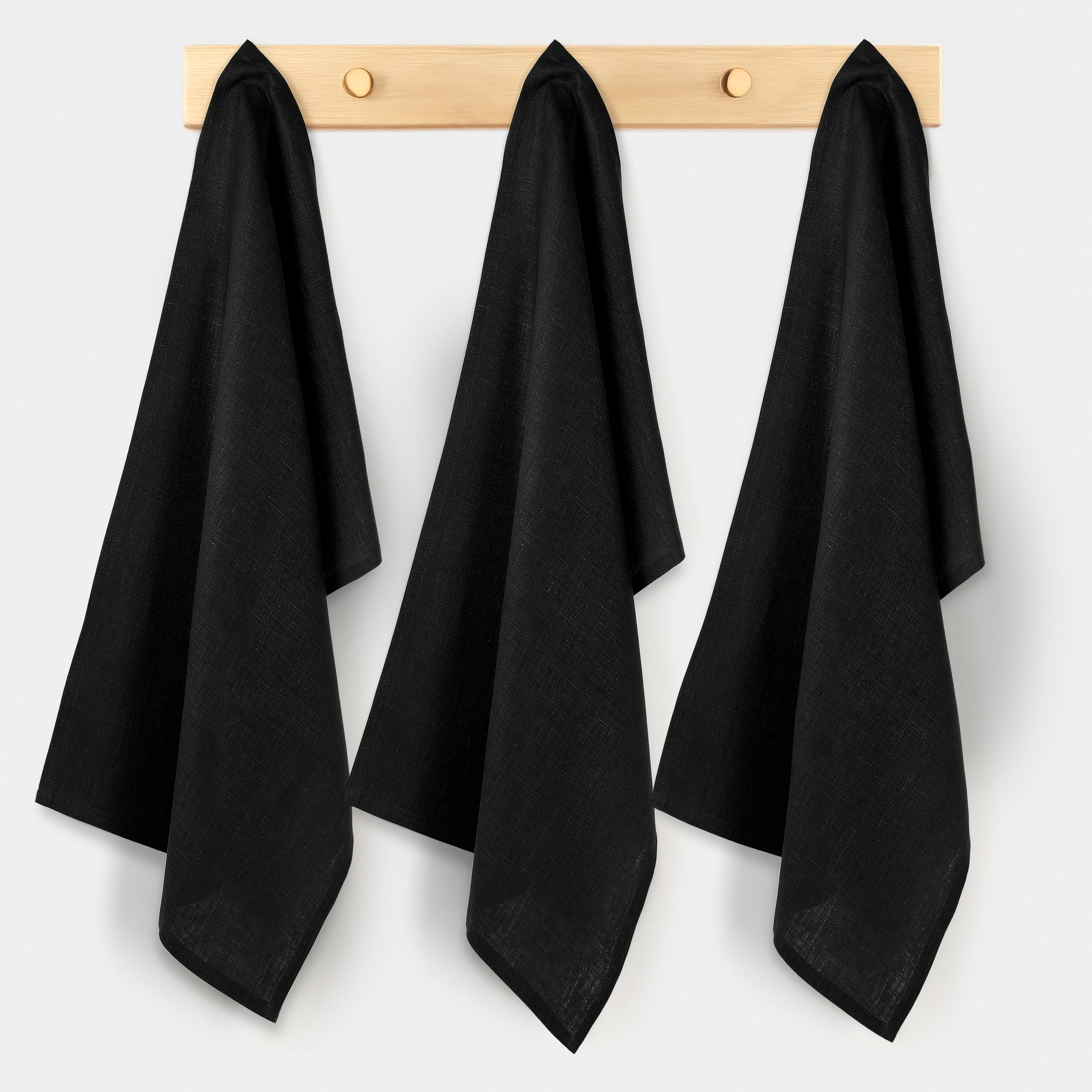 Black Linen Kitchen Towel, 17 x 26 inch, 3 pcs