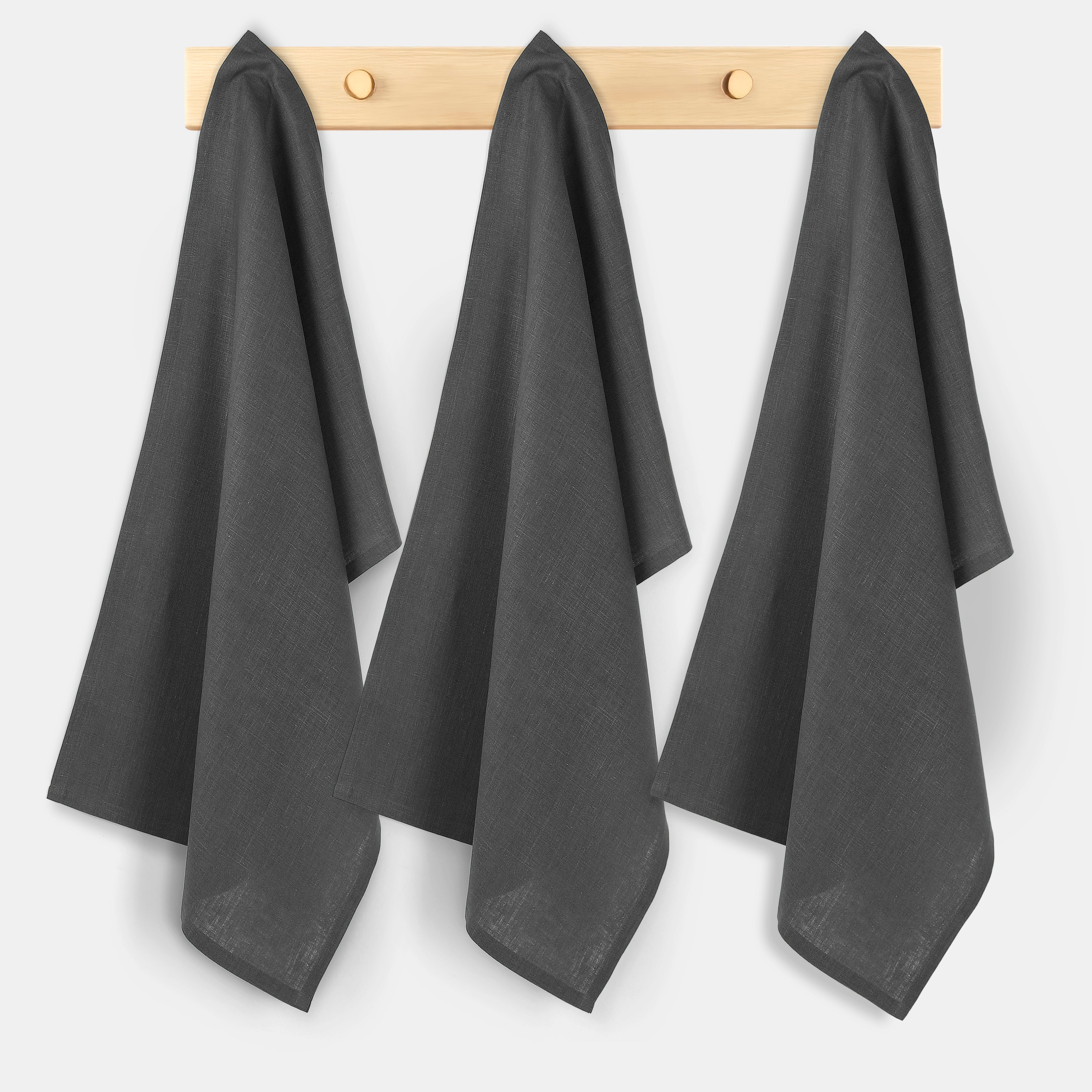 Charcoal Grey Linen Kitchen Towel, 17 x 26 inch, 3 pcs