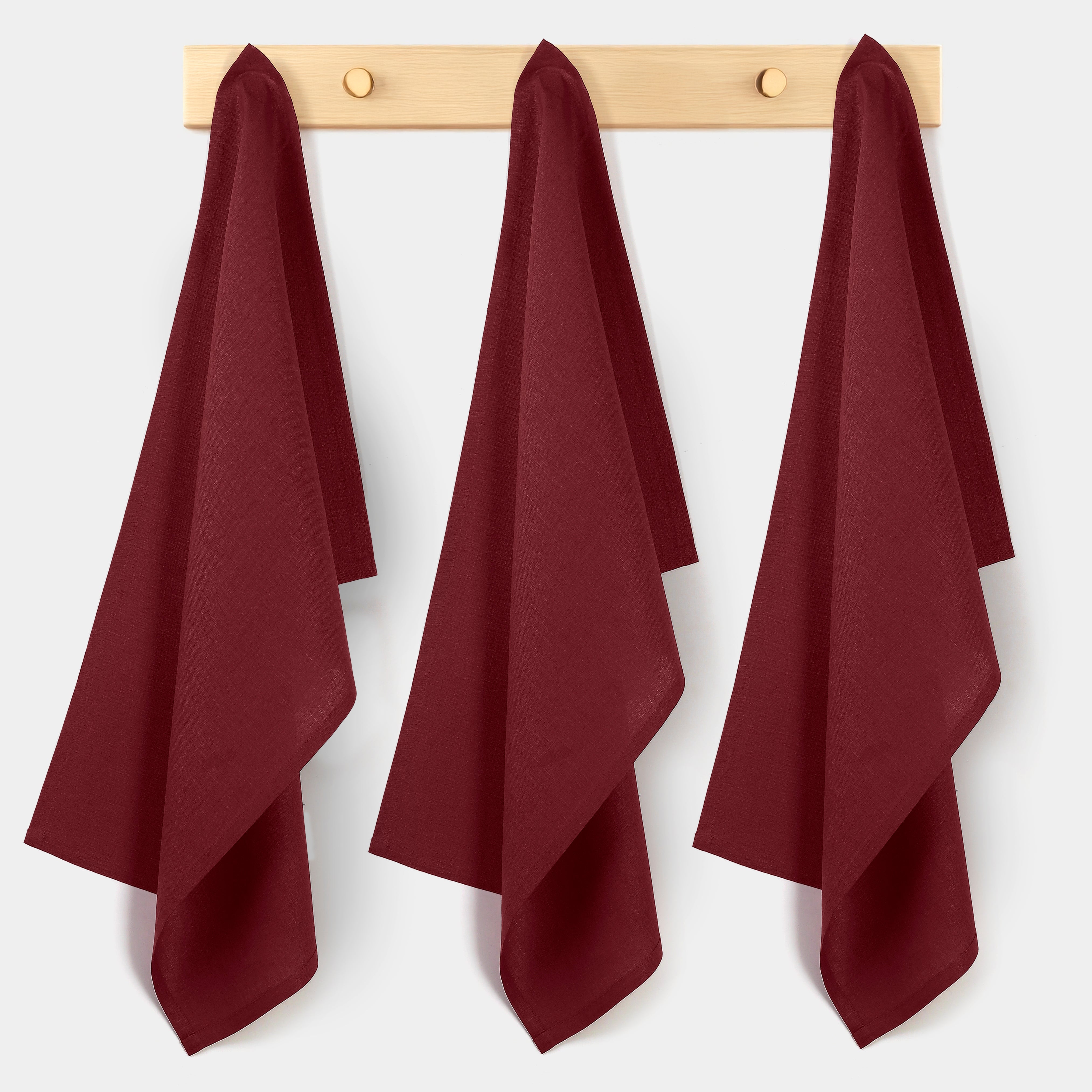 Dark Red Linen Kitchen Towel, 17 x 26 inch, 3 pcs