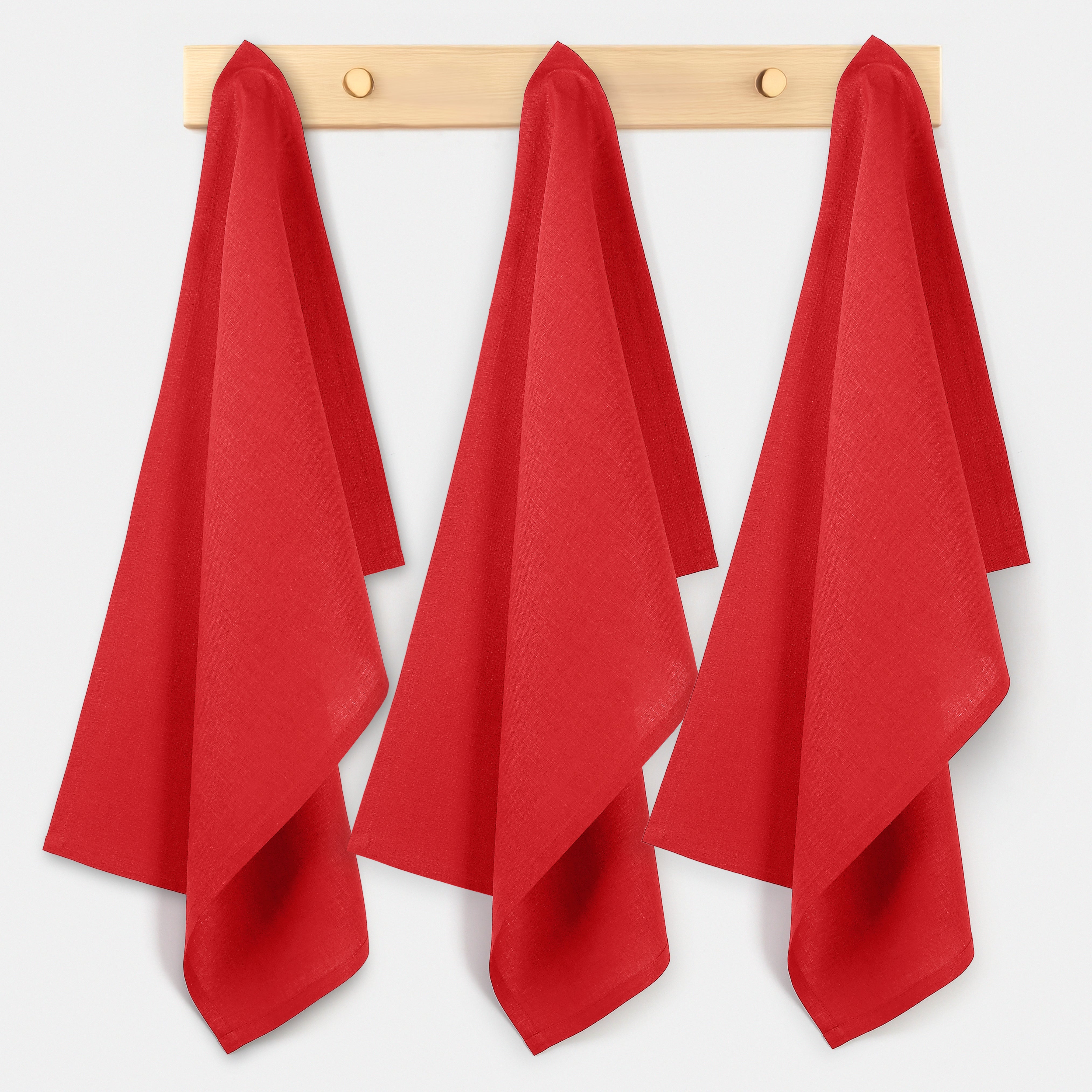 Bright Red Linen Kitchen Towel, 17 x 26 inch, 3 pcs