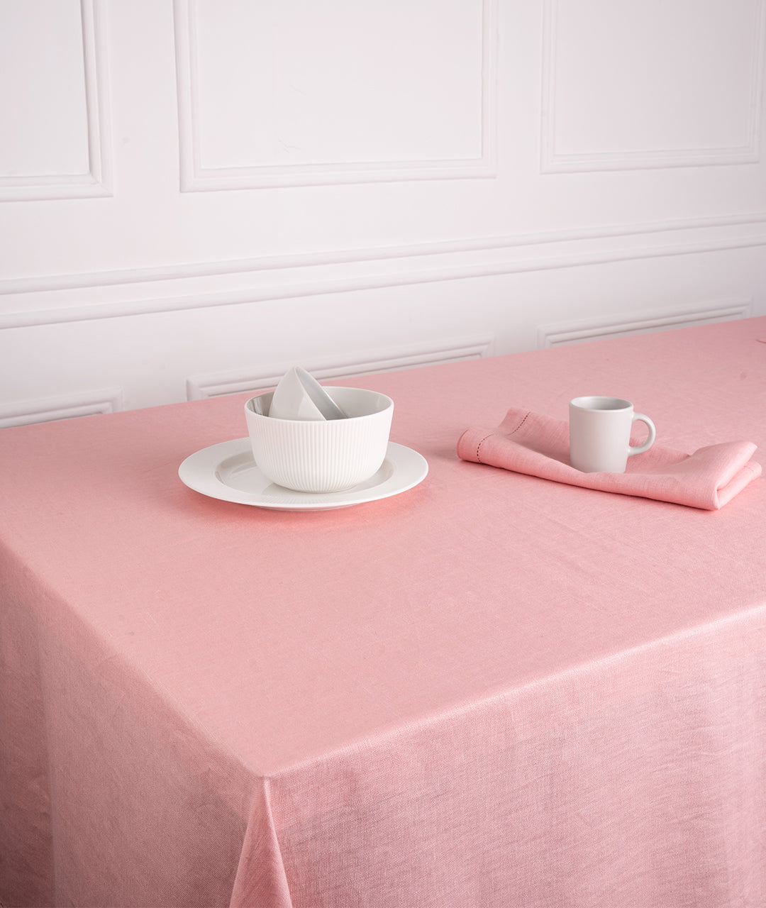 Dusty Pink Linen Tablecloth - Hemstitch
