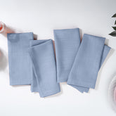 Light Blue Linen Look Recycled Fabric Mitered Corner Dinner Napkins