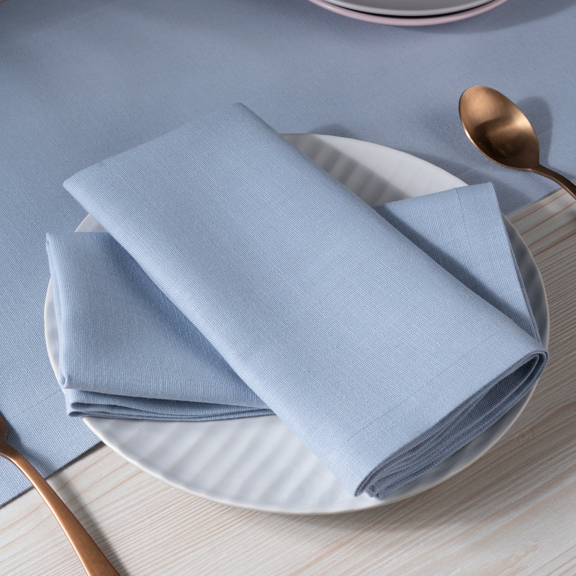 Light Blue Faux Linen Napkins, Mitered Corner, 20 x 20 inch, 4 pcs