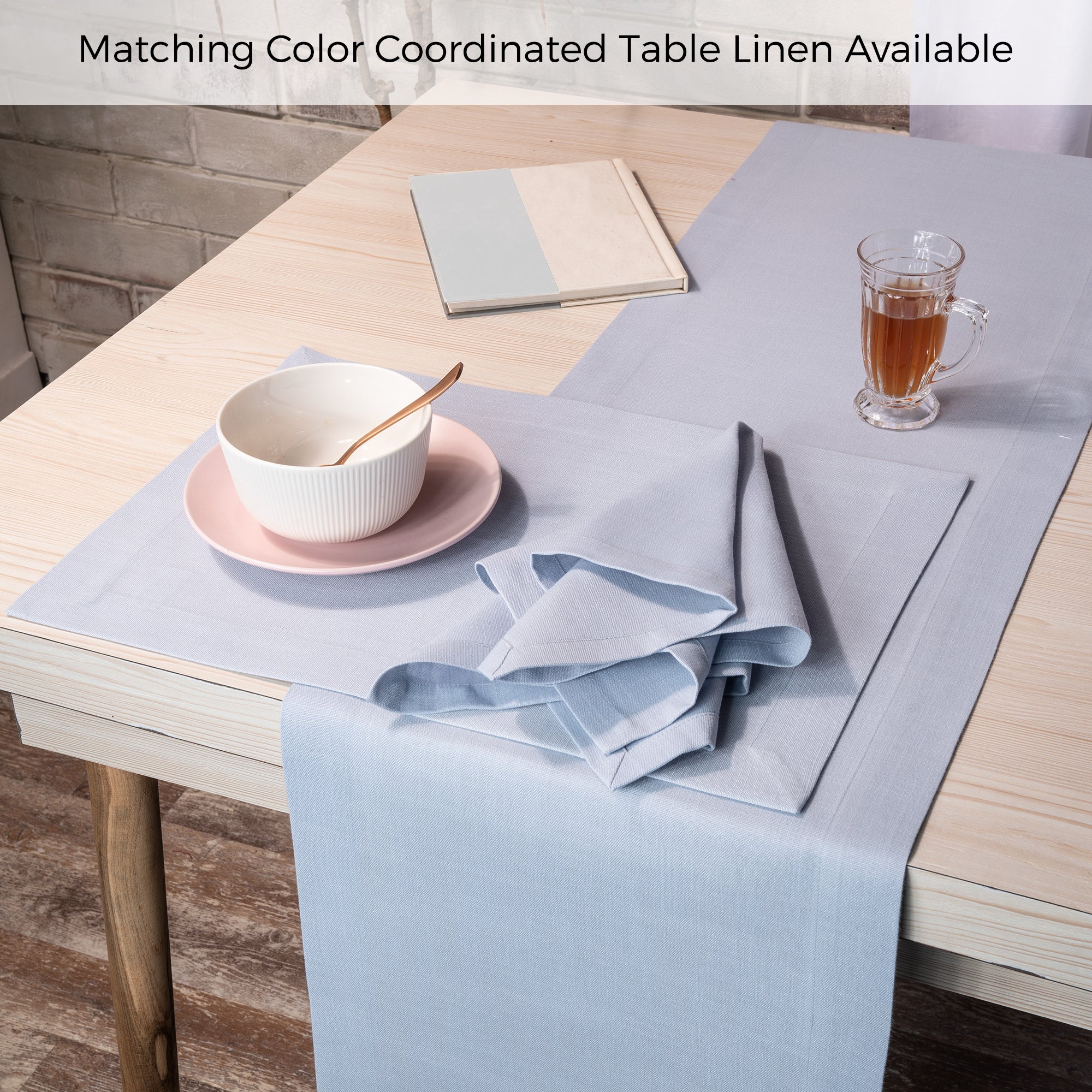 Light Blue Faux Linen Napkins, Mitered Corner, 20 x 20 inch, 4 pcs