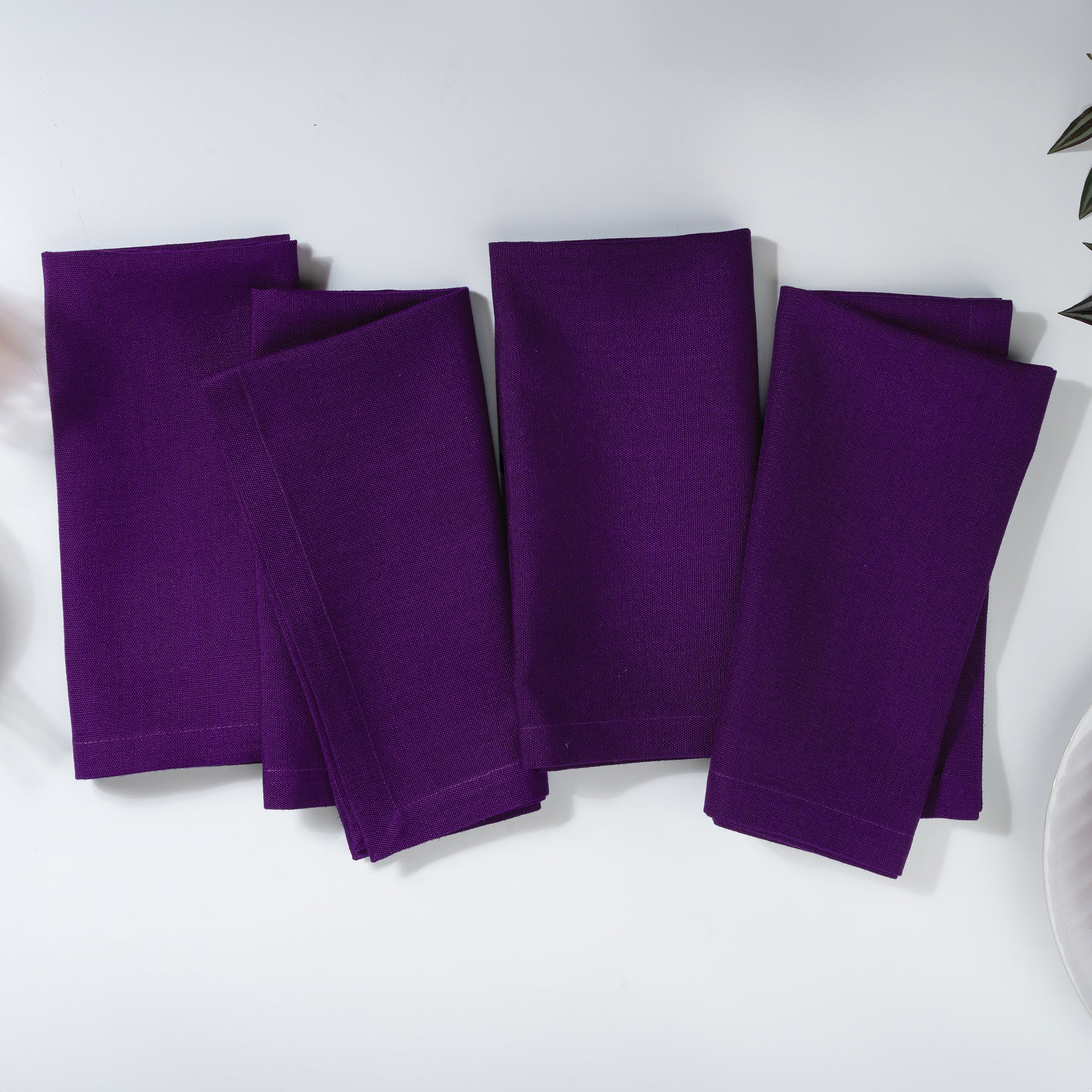 Purple Faux Linen Napkins, Mitered Corner, 20 x 20 inch, 4 pcs