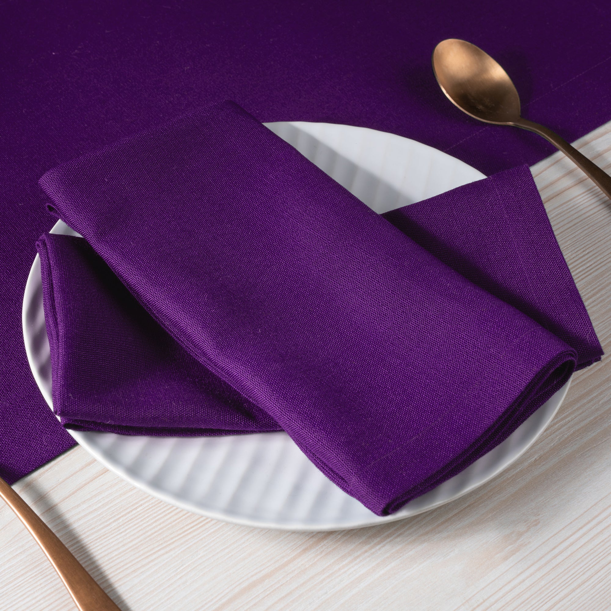 Purple Faux Linen Napkins, Mitered Corner, 20 x 20 inch, 4 pcs