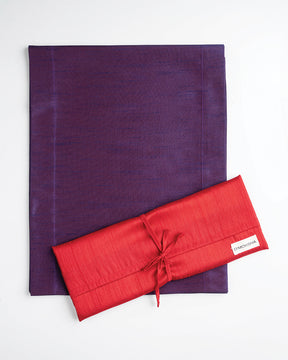 Purple Silk Textured Table Runner - Mitered Corner