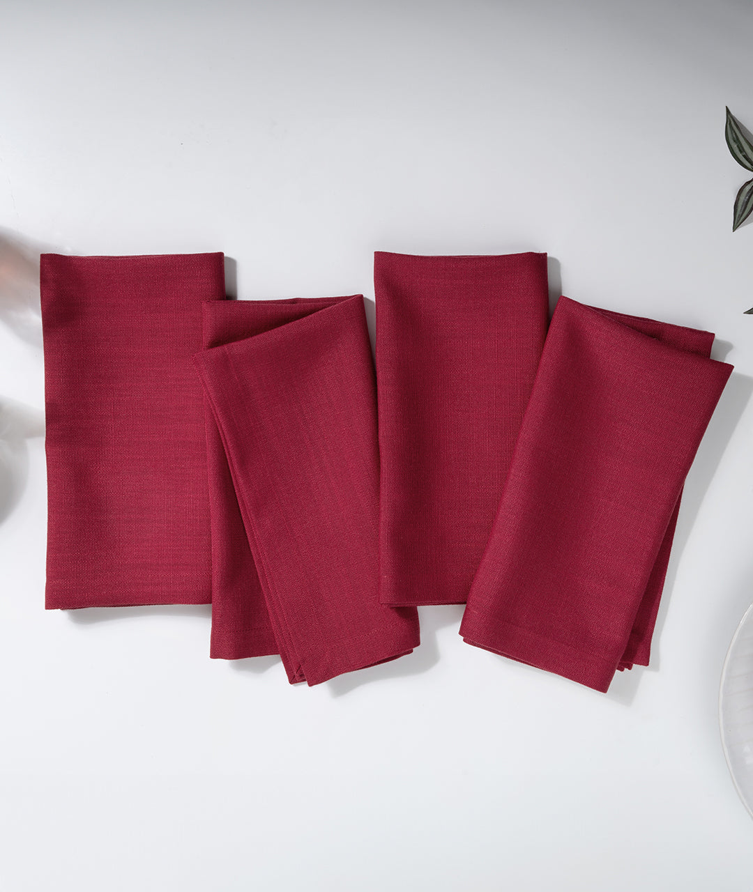Red Linen Textured Dinner Napkins 20 x 20 Inch Set of 4 - Mitered Corner