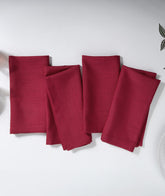 Red Linen Textured Dinner Napkins 20 x 20 Inch Set of 4 - Mitered Corner