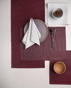Wine Red Silk Textured Table Runner - Mitered Corner