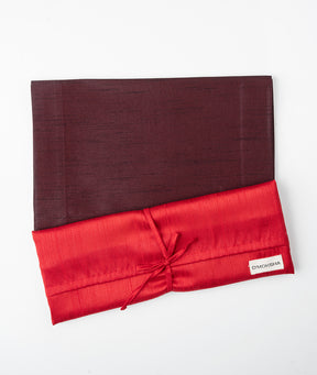 Wine Red Silk Textured Placemats 14 x 19 Inch Set of 4 - Mitered Corner