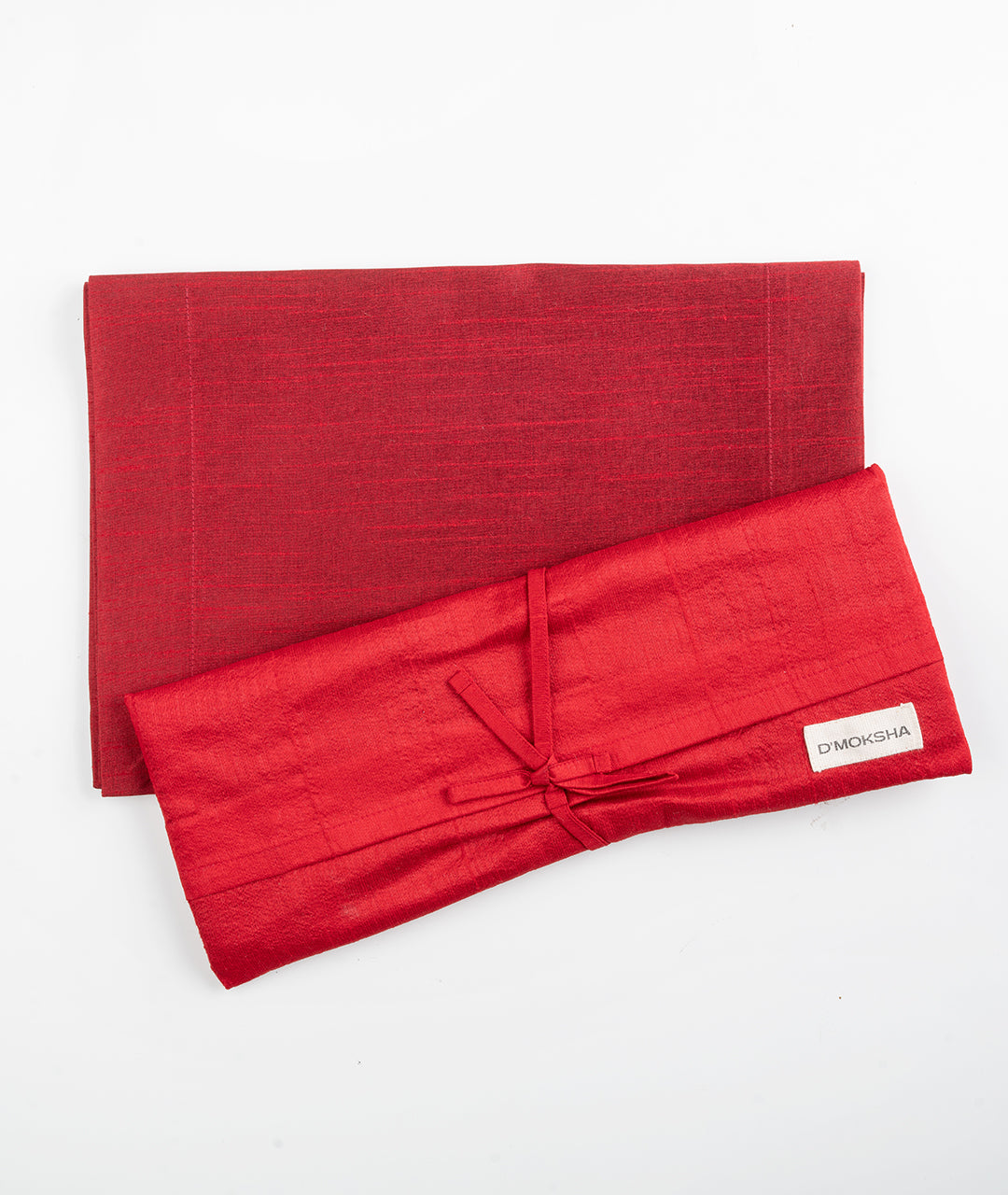 Red Silk Textured Placemats 14 x 19 Inch Set of 4 - Mitered Corner