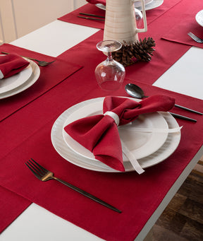 Red Recycled Polyester Table Runner