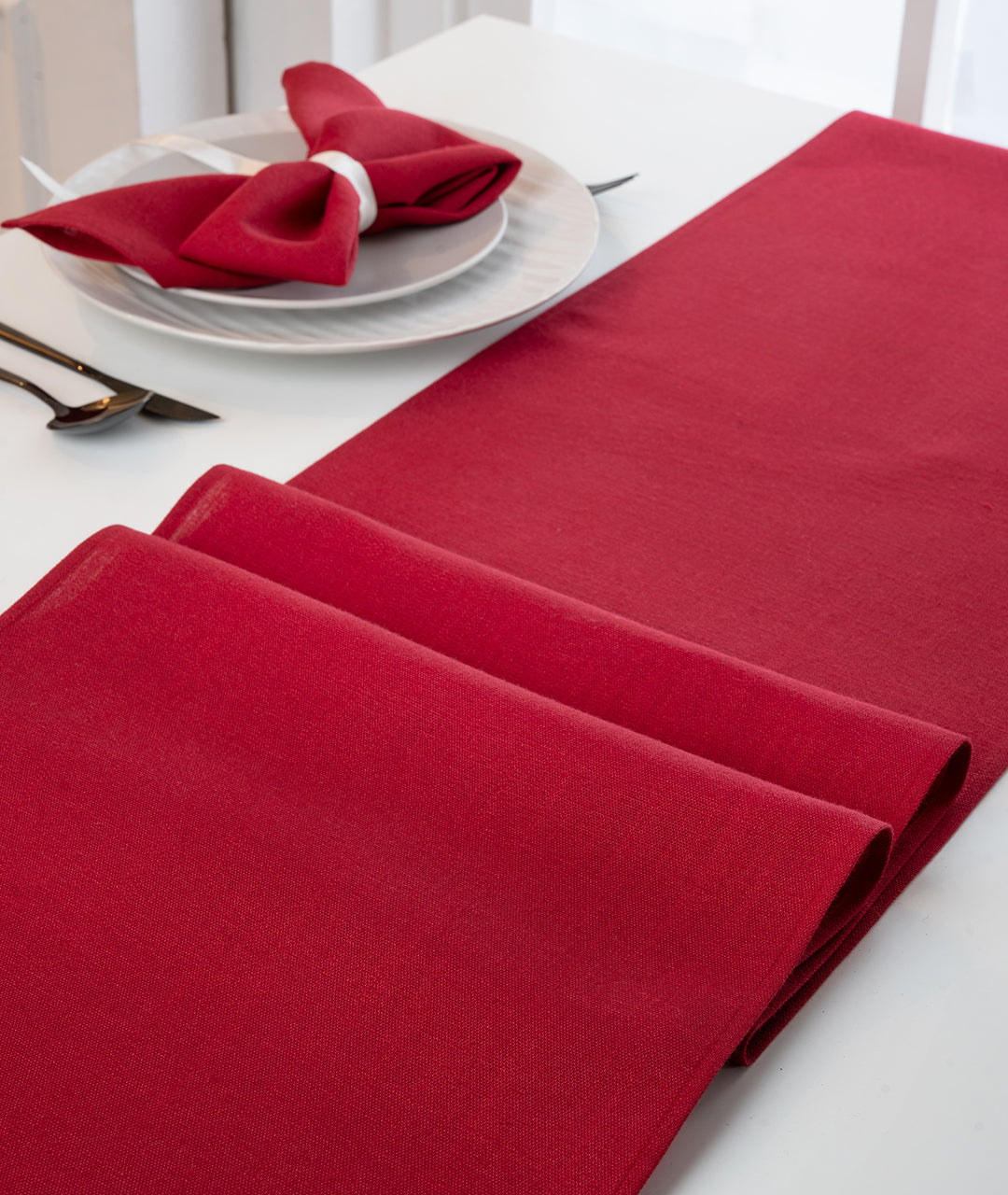 Red Recycled Polyester Table Runner