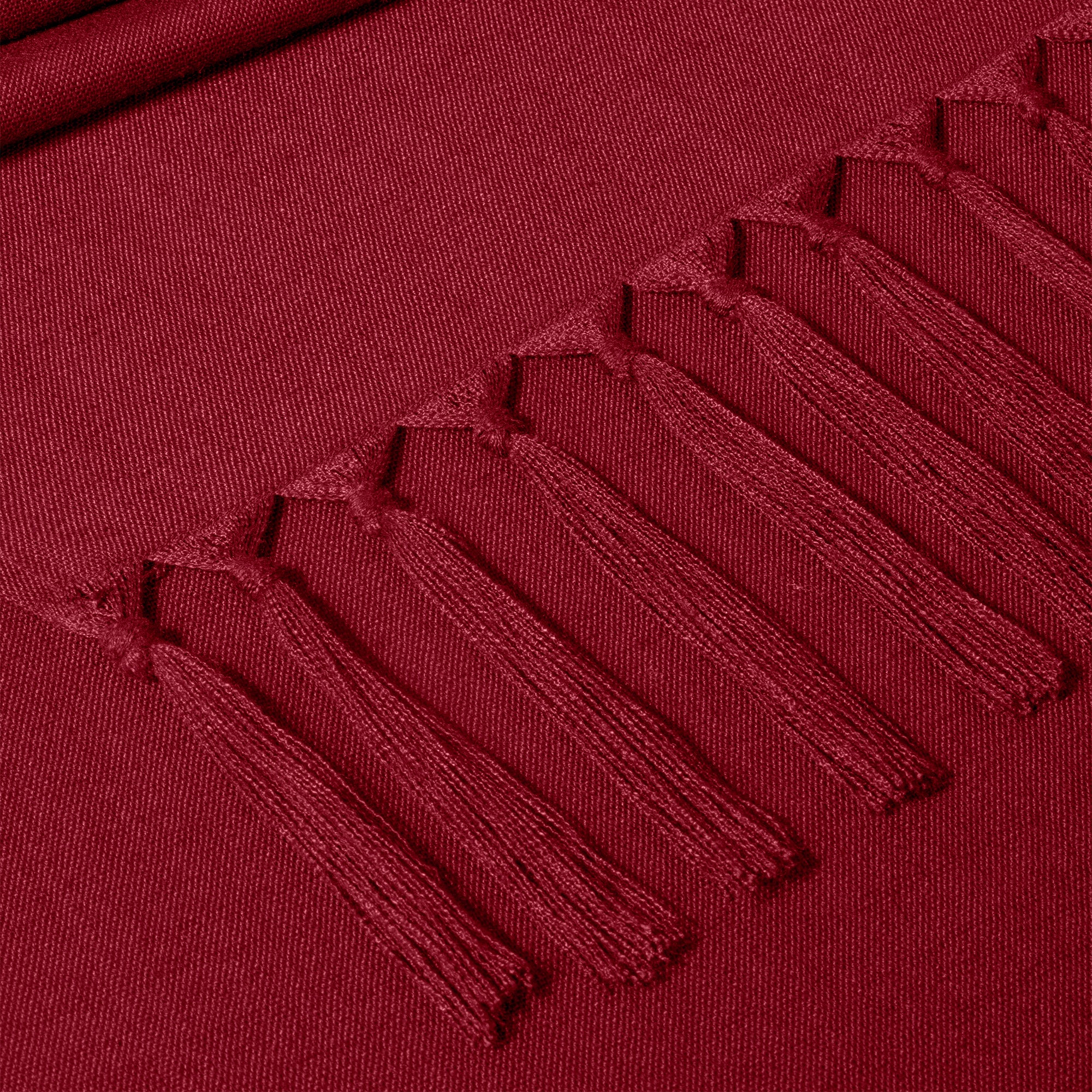 Red Faux Linen Table Runner - Tassel