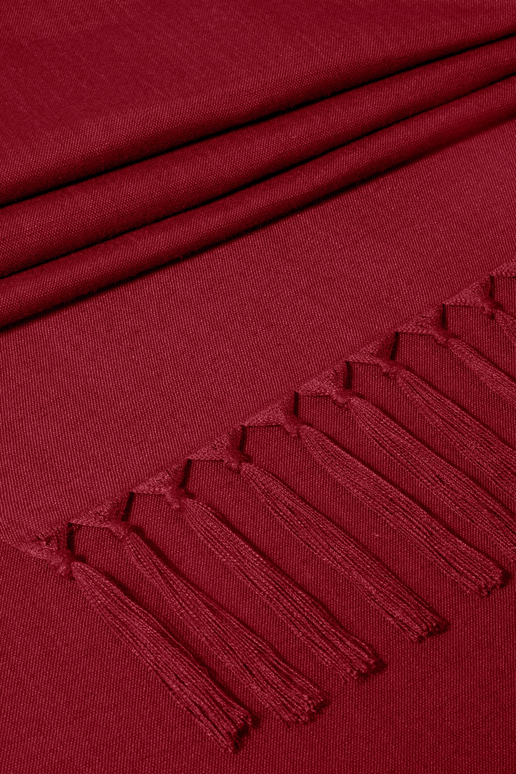 Red Linen Textured Table Runner - Tassel