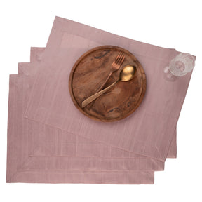 Rose Gold Vegan Silk Placemats 14 x 19 Inch Set of 4 - Mitered Corner