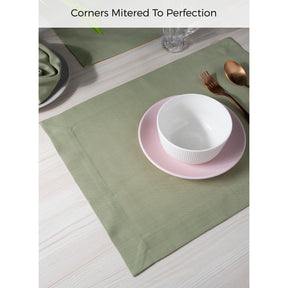 Sage Green Linen Textured Placemats 14 x 19 Inch Set of 4 - Mitered Corner
