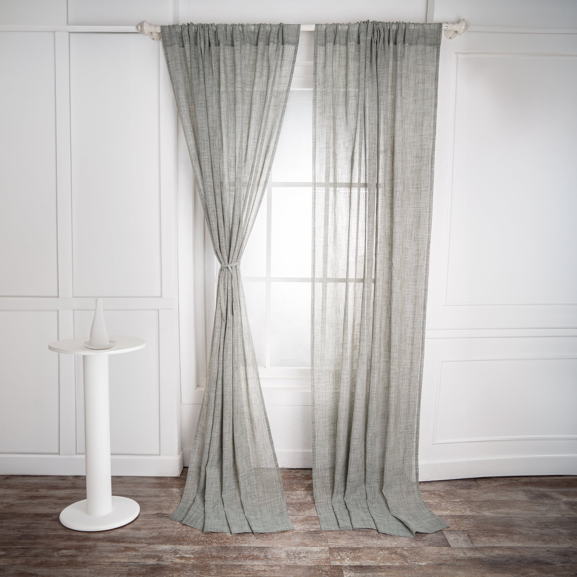 Sage Green Faux Jute Curtain