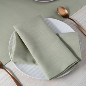 Sage Green Linen Textured Dinner Napkins 20 x 20 Inch Set of 4 - Mitered Corner
