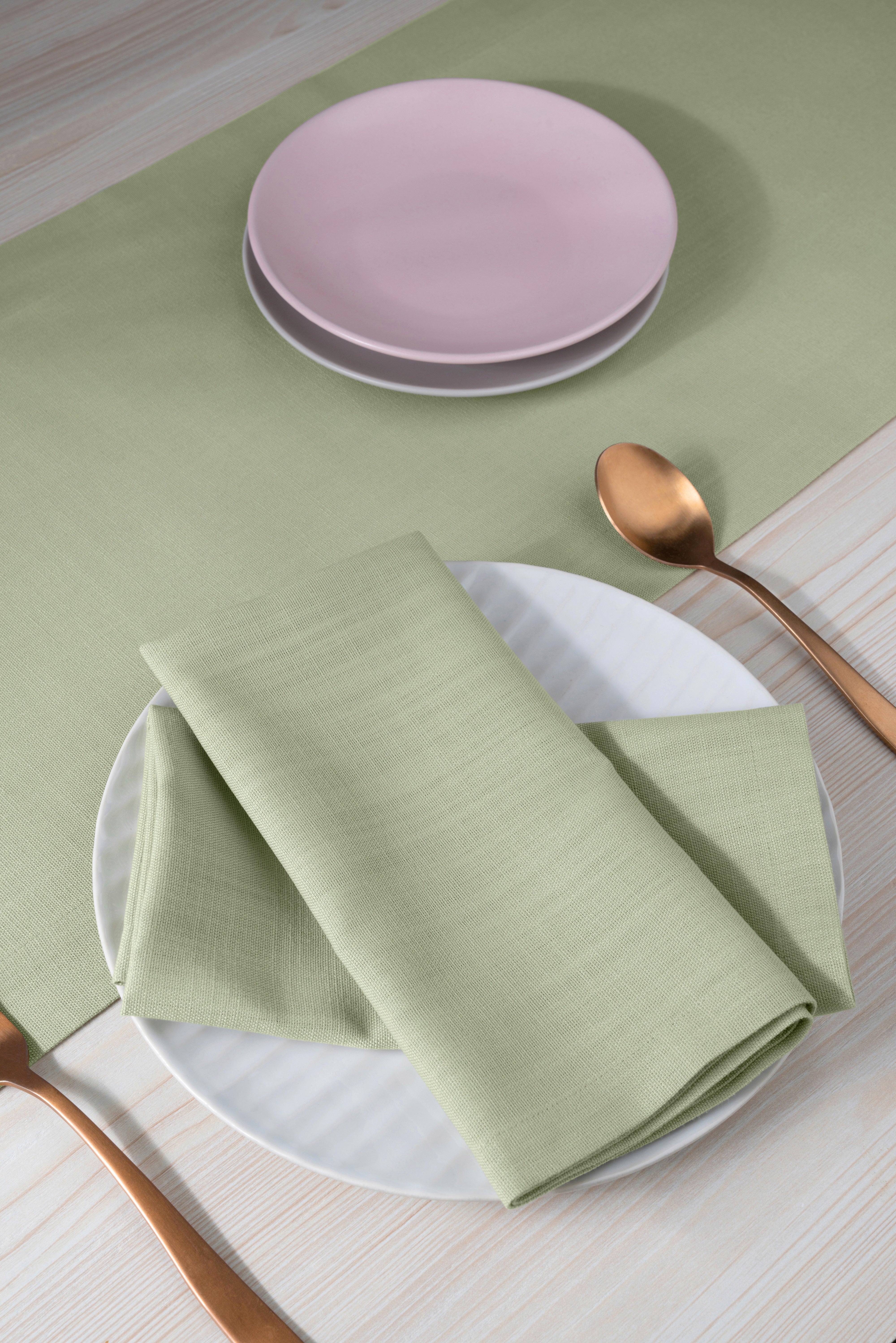 Sage Green Faux Linen Napkins, Mitered Corner, 20 x 20 inch, 4 pcs