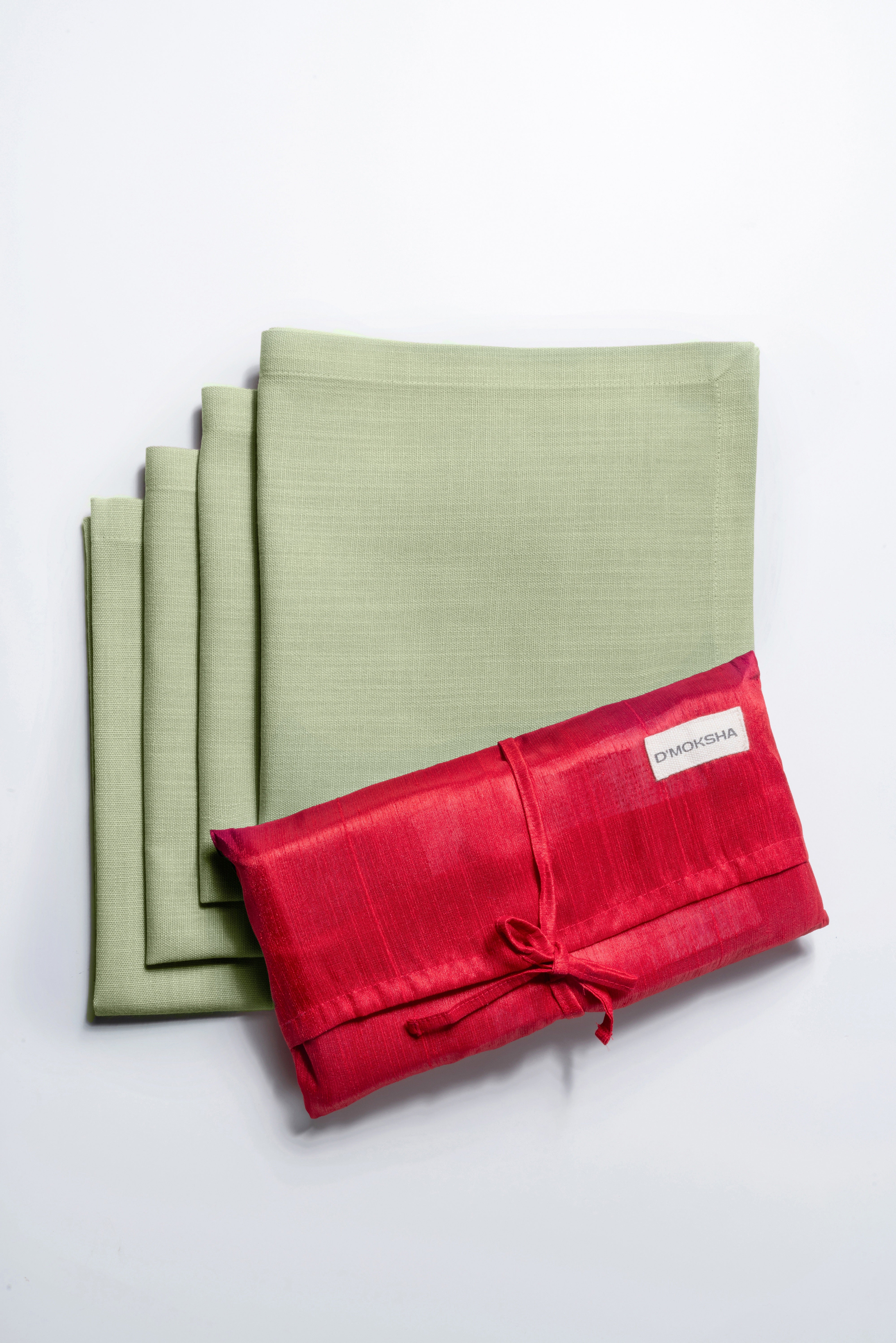 Sage Green Faux Linen Napkins, Mitered Corner, 20 x 20 inch, 4 pcs