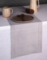 Steel Grey Raw Silk Look Recycled Fabric Table Runner