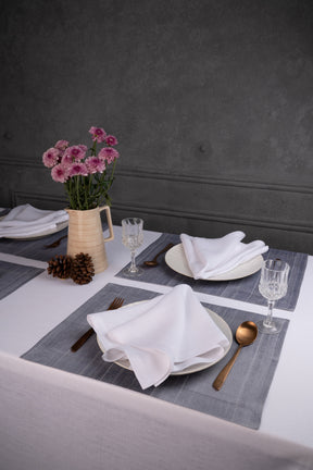 Steel Grey Raw Silk Look Recycled Fabric Placemats