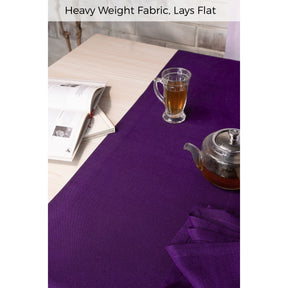 Purple Linen Textured Table Runner - Mitered Corner
