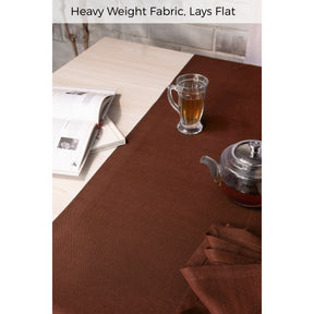 Brown Linen Textured Table Runner - Mitered Corner