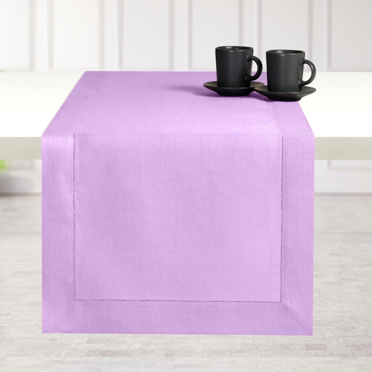 Lavender Linen Table Runner - Hemstitch