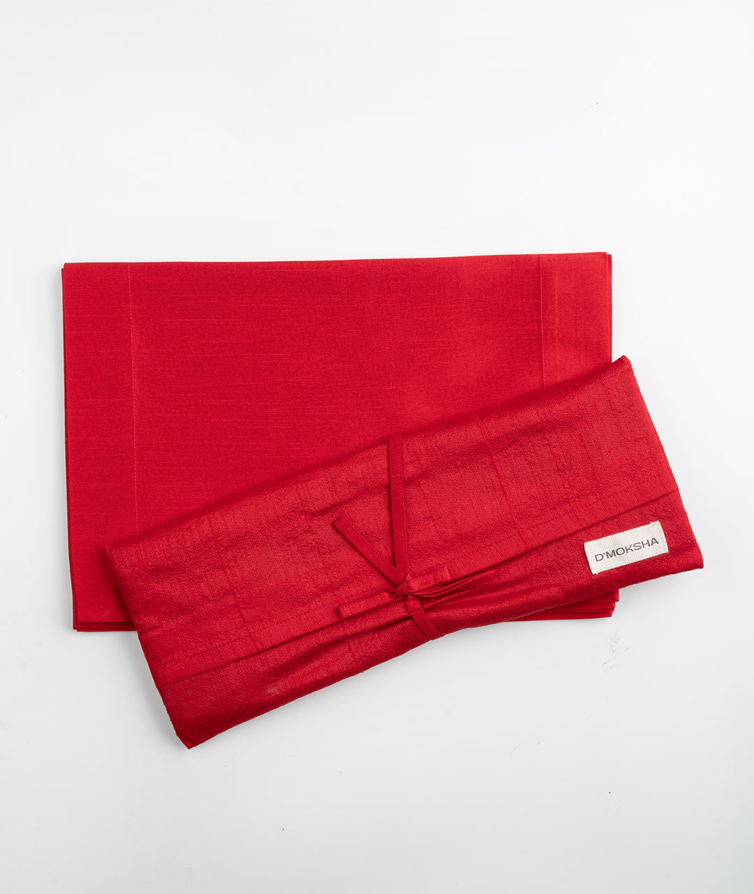 Tango Red Silk Textured Placemats 14 x 19 Inch Set of 4 - Mitered Corner