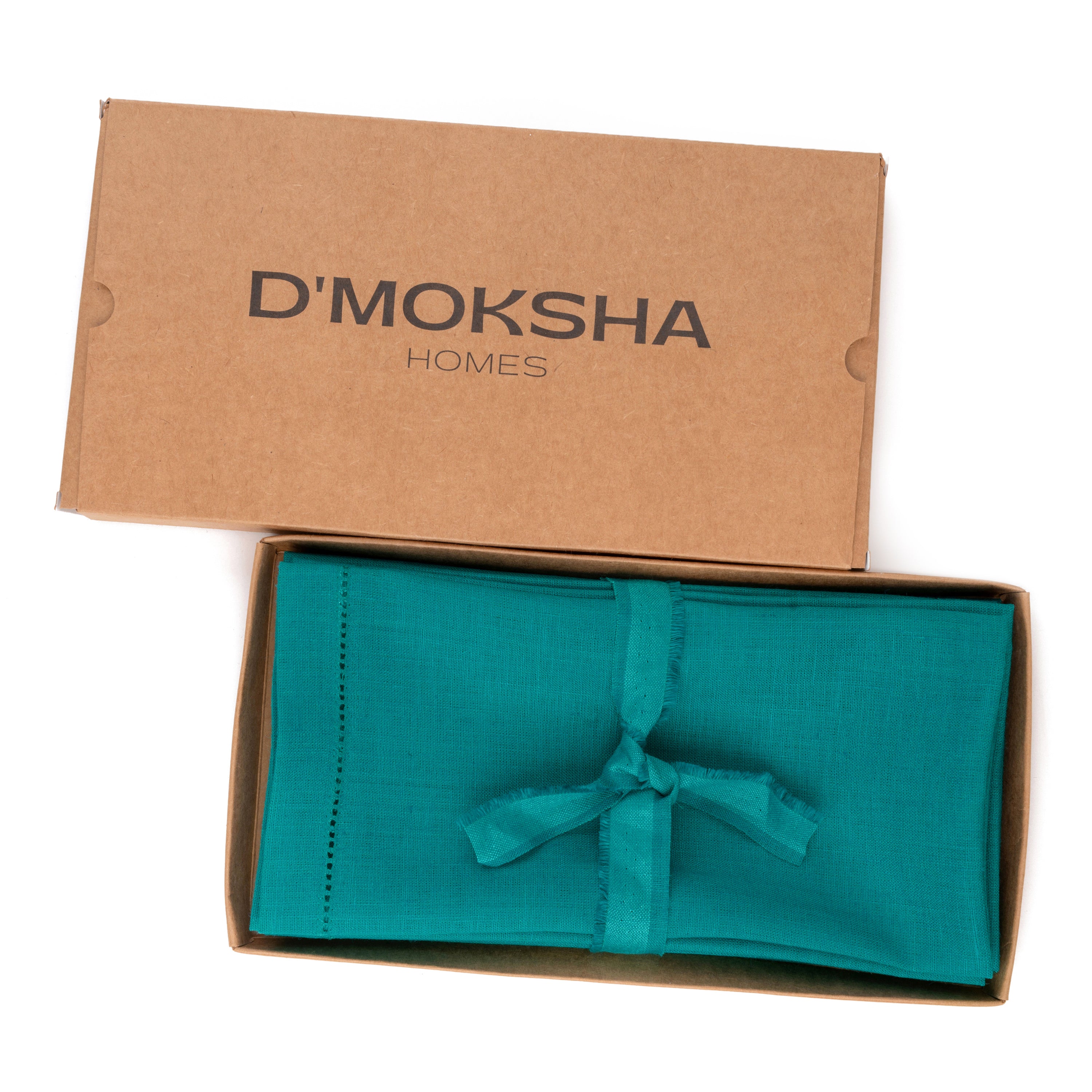 Teal Blue Linen Napkins, Hemstitch, 20 x 20 inch, 4 pcs