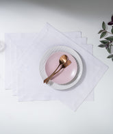 Chambray Cream and White Linen Textured Placemats 14 x 19 Inch Set of 4 - Mitered Corner