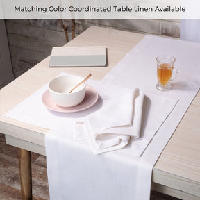 Chambray Cream and White Linen Textured Dinner Napkins 20 x 20 Inch Set of 4 - Mitered Corner