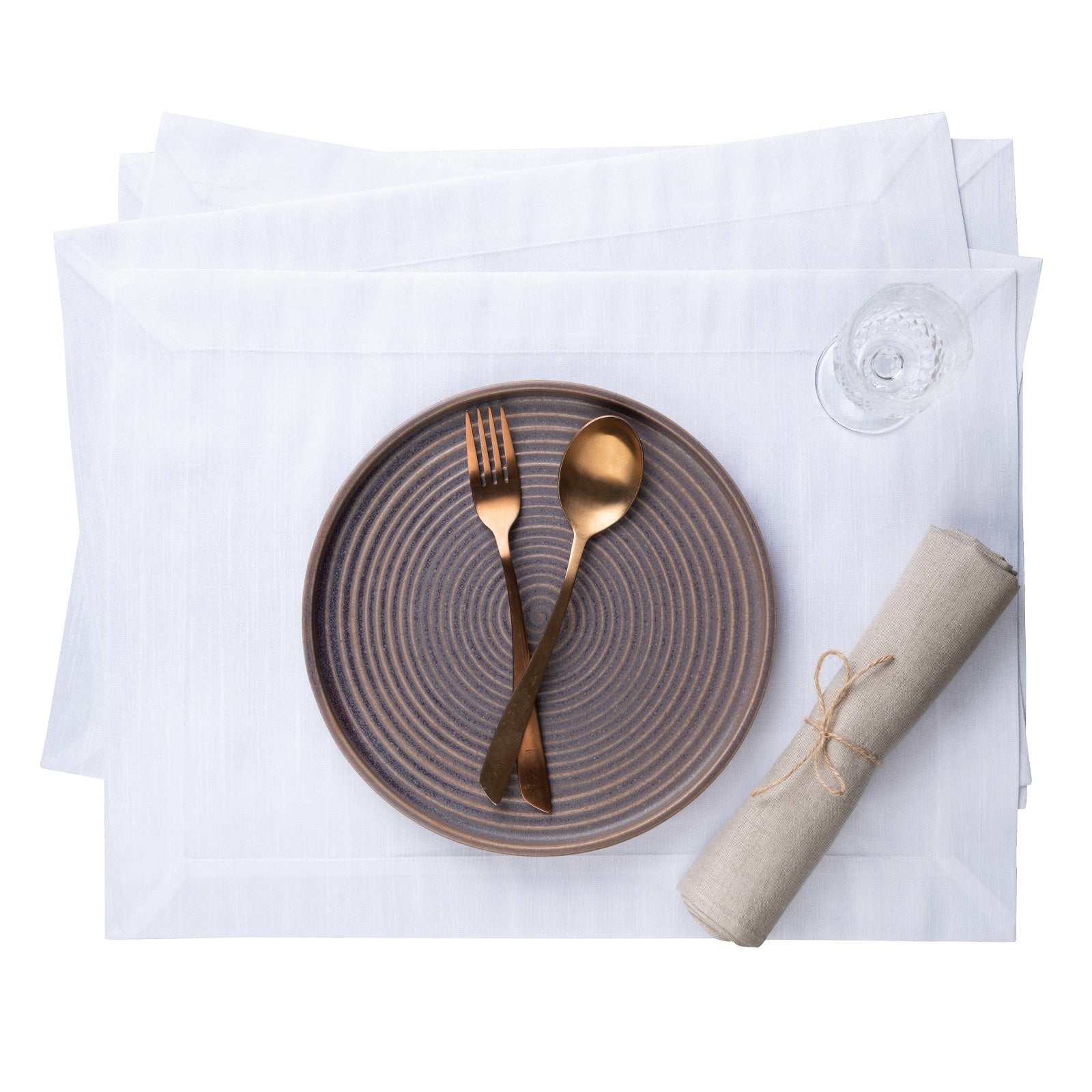 White Vegan Silk Placemats, Mitered Corner, 14 x 19 inch, 4 pcs