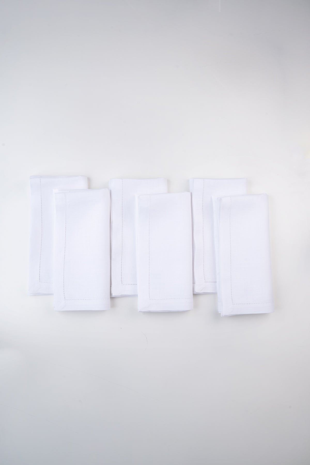 White Linen Dinner Napkins 20 x 20 Inch Set of 6 - Hemstitch