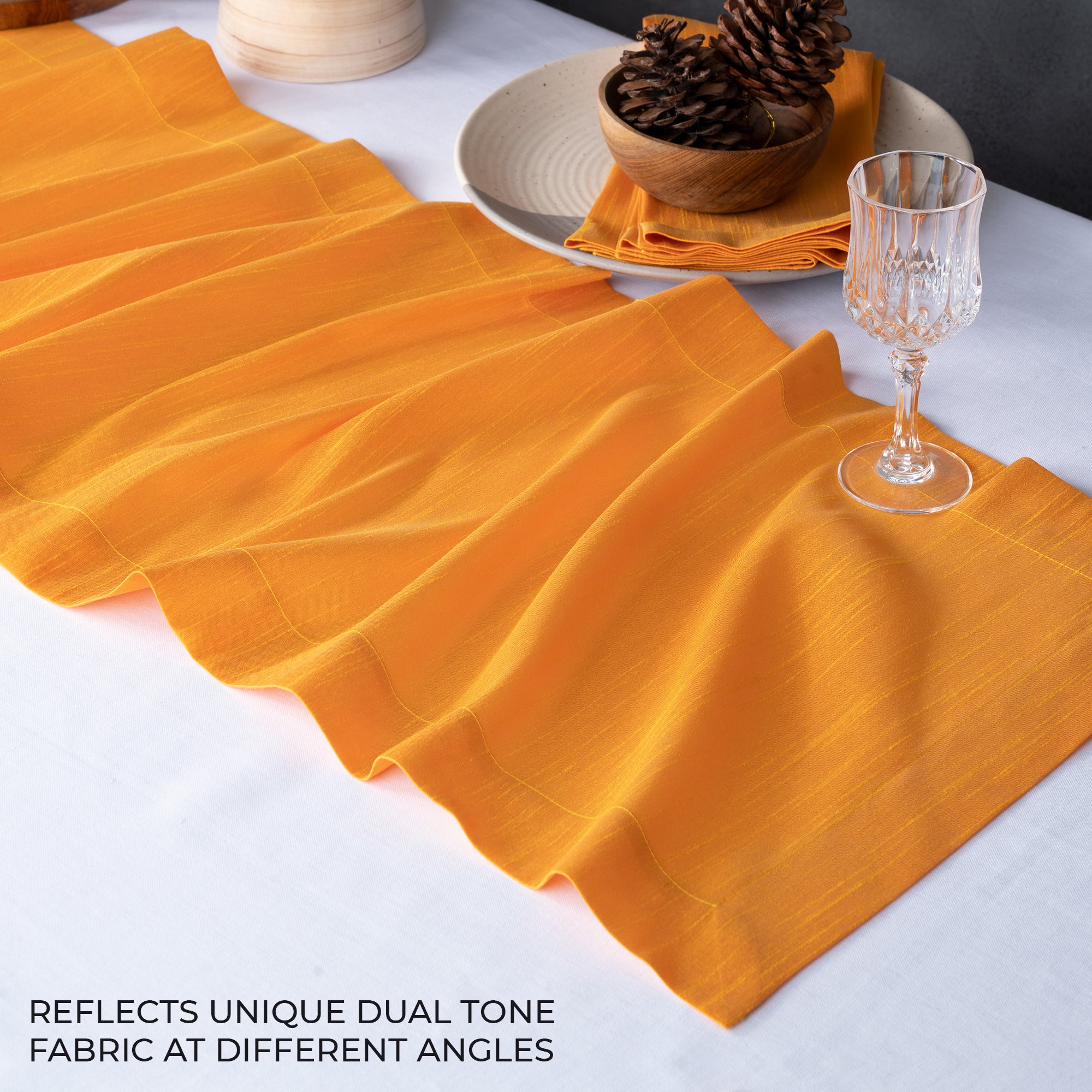 Yellow Table Runner, Vegan Silk, Mitered Corner