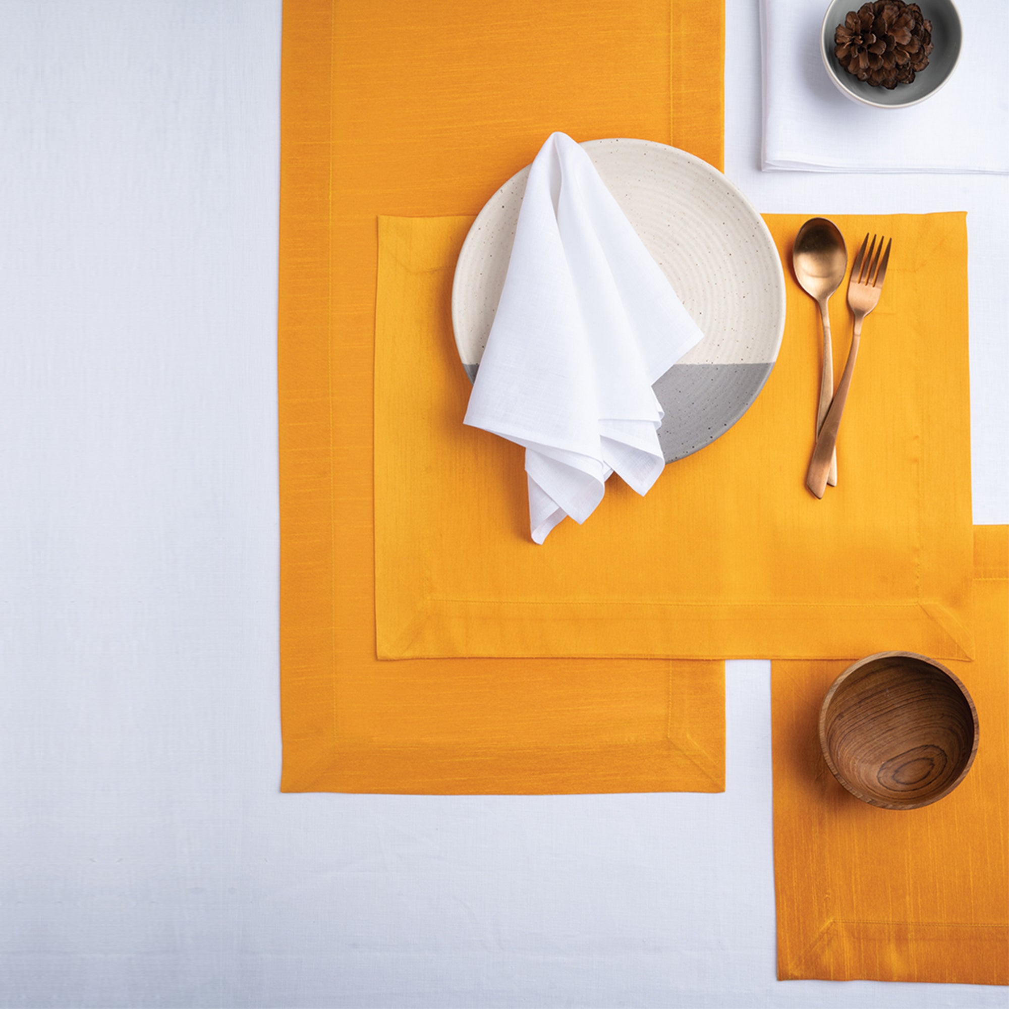 Yellow Table Runner, Vegan Silk, Mitered Corner