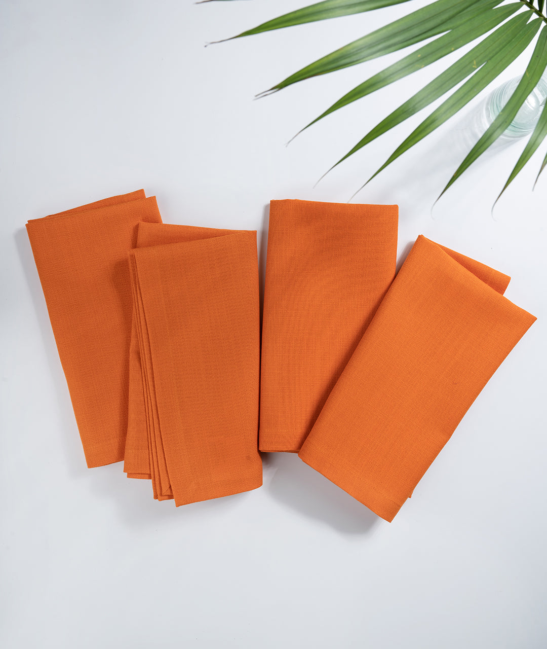 Orange Linen Textured Dinner Napkins 20 x 20 Inch Set of 4 - Mitered Corner