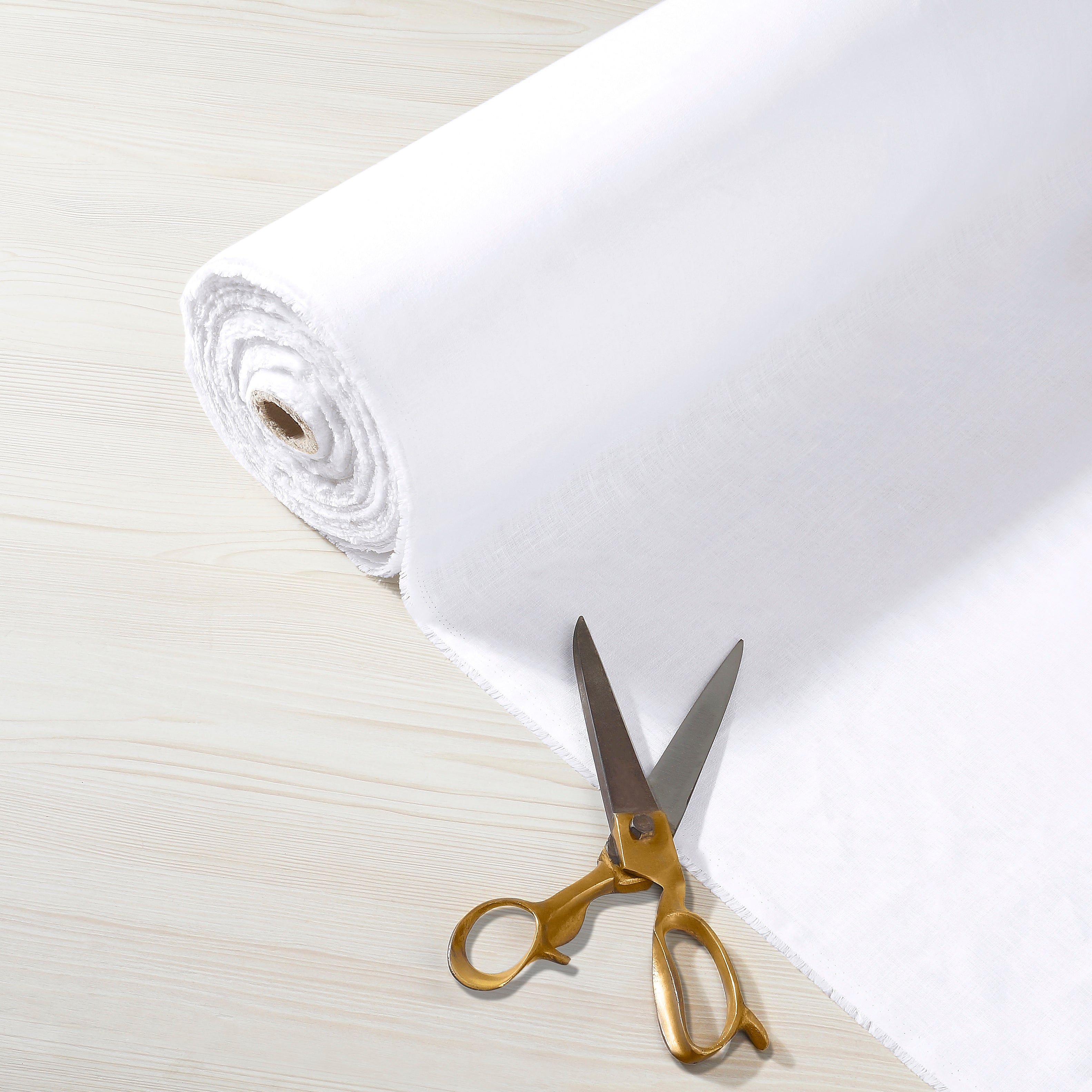 100% Pure Linen Fabric White